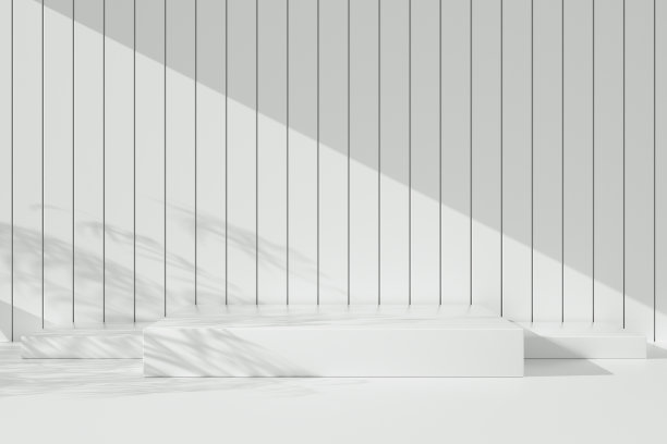 3D渲染抽象的最小白色展示，产品场景的模型在白色墙壁背景。图片下载