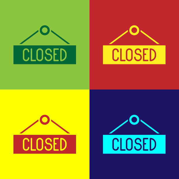 波普艺术悬挂标志与文字关闭图标图片下载