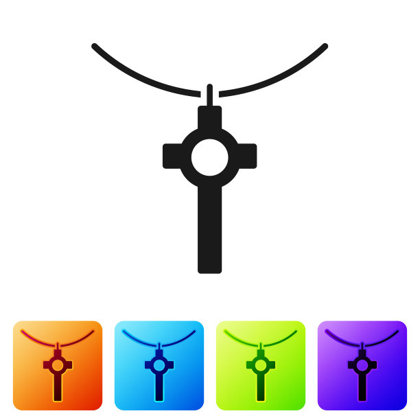 黑人基督徒十字架上链图标孤立图片下载