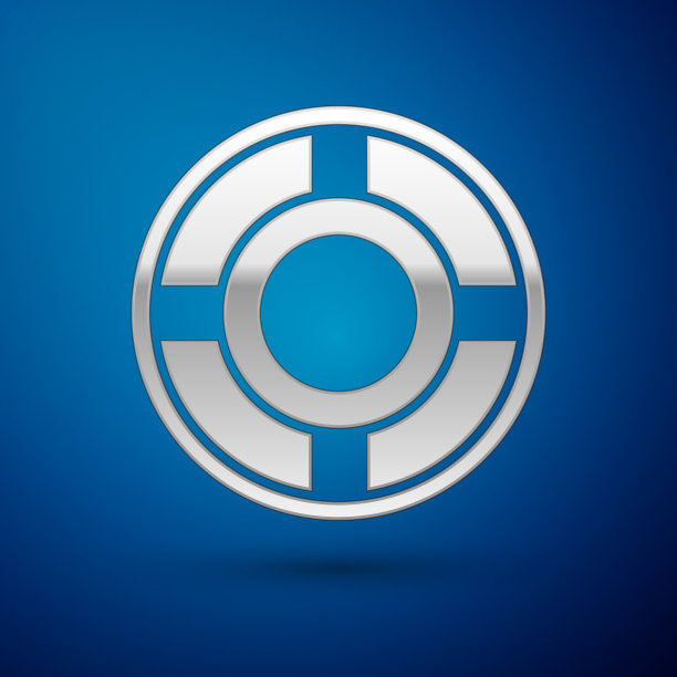 银色烟灰缸图标孤立在蓝色背景图片下载