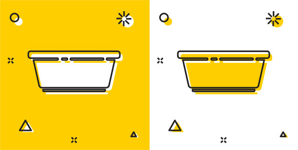 黑色塑料盆图标孤立在黄色和图片下载