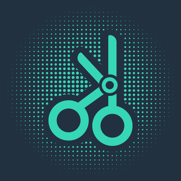 绿色医疗剪刀图标隔离在蓝色图片下载