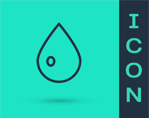 黑线水滴图标孤立在绿色上图片下载