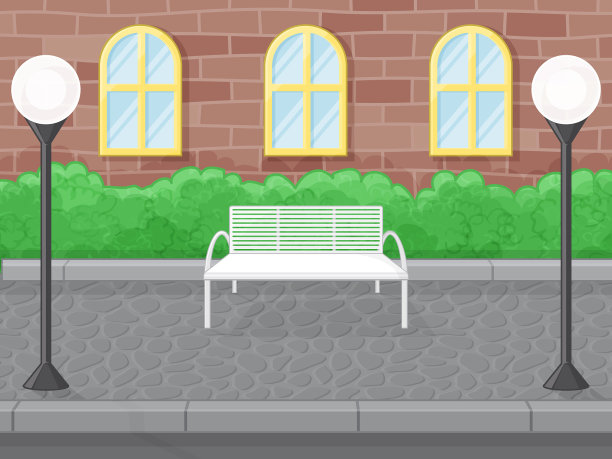 城市景观道路设有路灯和街灯图片下载