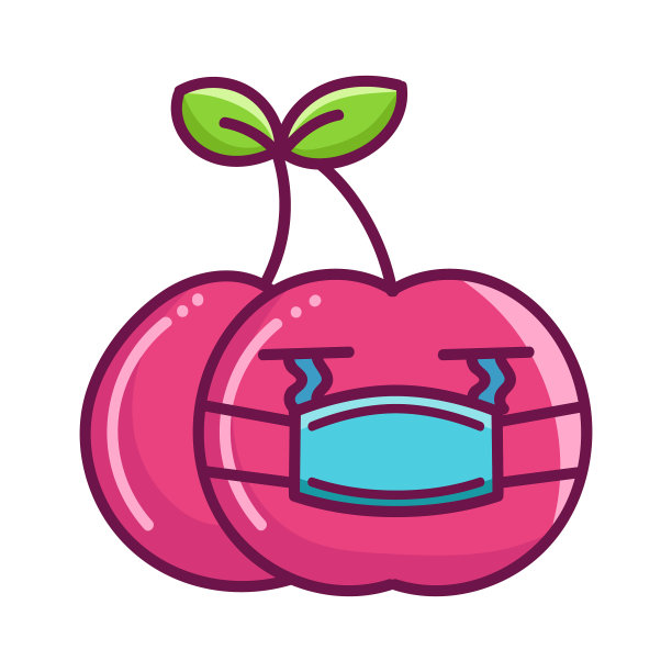 可爱的樱桃戴着卡通面具图片下载