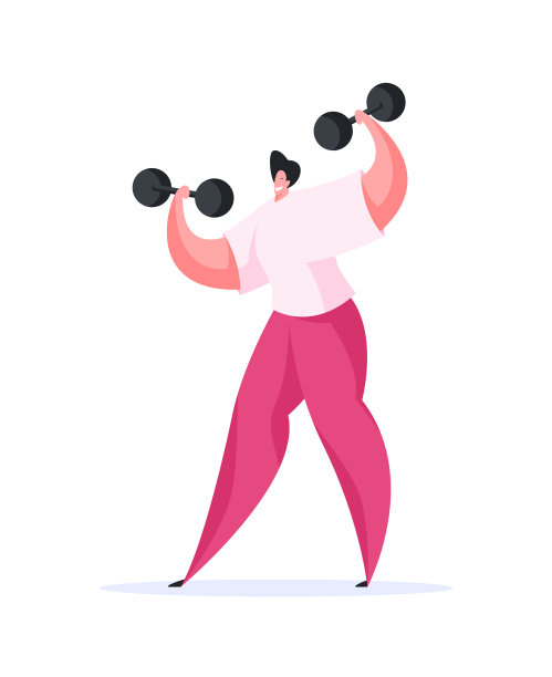 强壮的卡通男性用哑铃健身图片下载