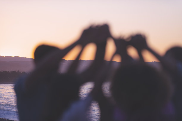 一群人手牵着手庆祝和友谊。图片下载