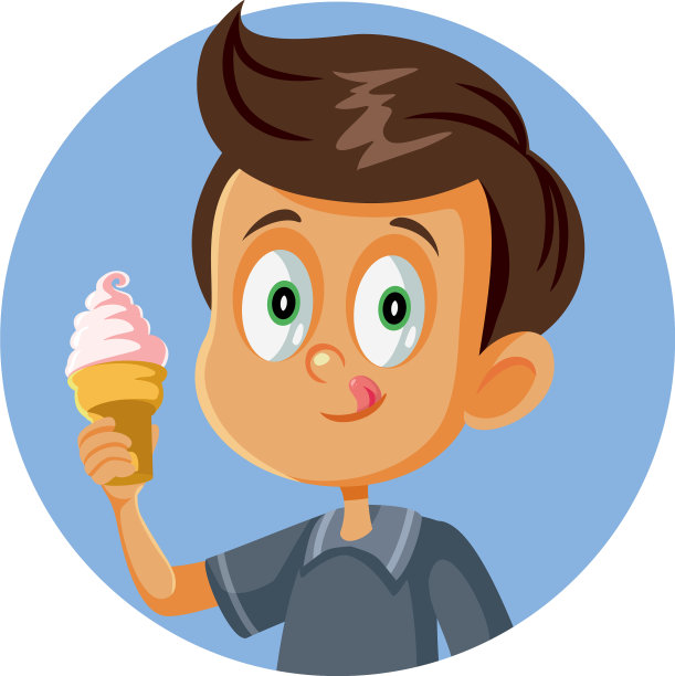 快乐的男孩拿着冰淇淋渴望得到款待图片下载