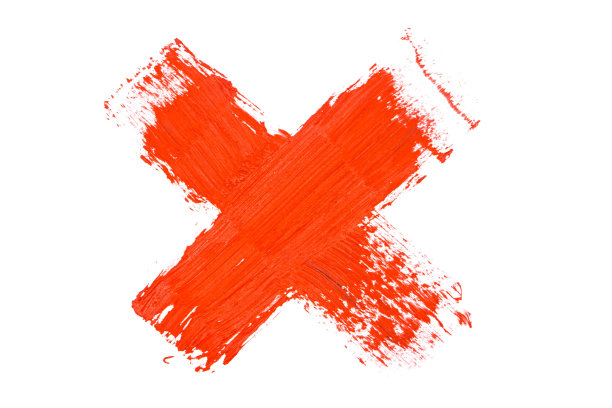 用水彩在白色背景上画的红色X图片下载