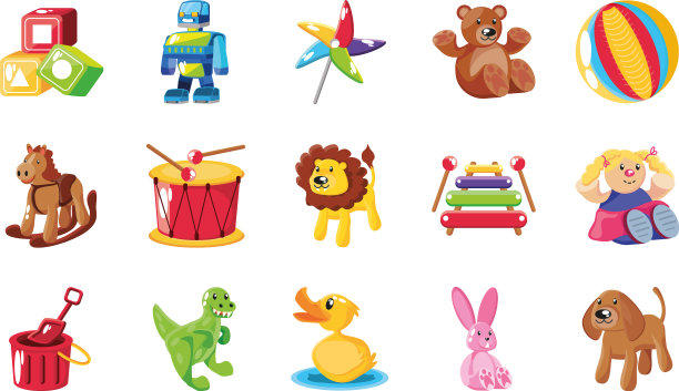 设置图标儿童玩具在白色背景图片下载