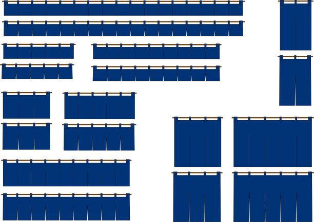 插图收集的传统日本商店窗帘图片下载
