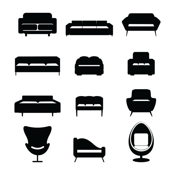 卧室和客厅家具图标设置床图片下载