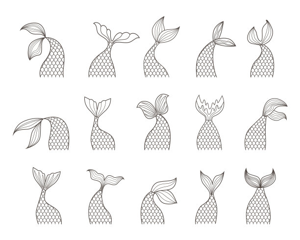 美人鱼尾巴设置美丽的海女孩与鳞片图片下载