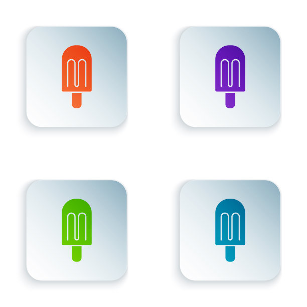 彩色冰淇淋图标孤立在白色背景图片下载