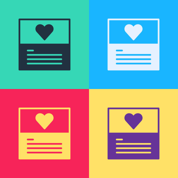 流行艺术贺卡图标孤立的颜色图片下载