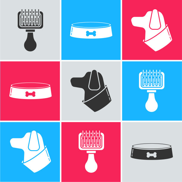 设置毛刷，宠物食品碗和猫图片下载