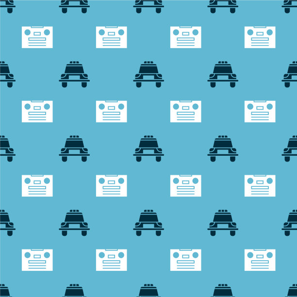 设置警车，闪光器和复古音响图片下载