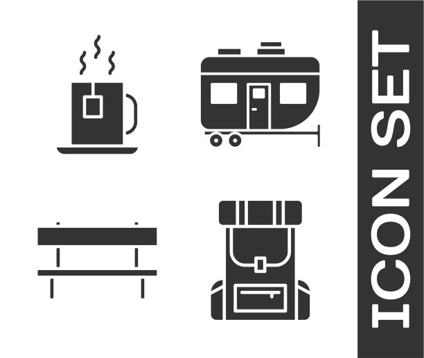 设置徒步背包杯茶与茶包图片下载