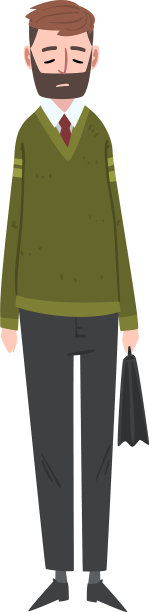 不高兴的商人拿着公文包站在那里图片下载