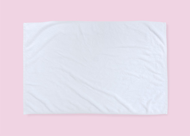 白色毛巾模型模板棉织物雨刮器模型孤立在淡粉色背景与剪切路径，平铺顶视图图片下载