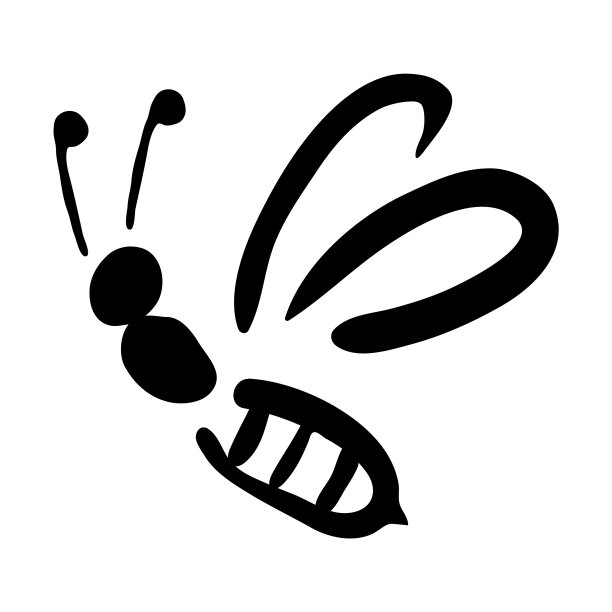 一只蜜蜂的手绘剪影图片下载