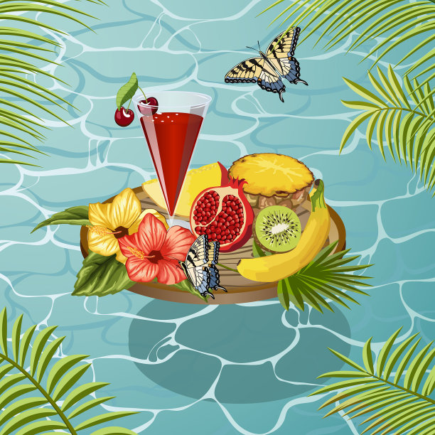 配上水果和鸡尾酒图片下载