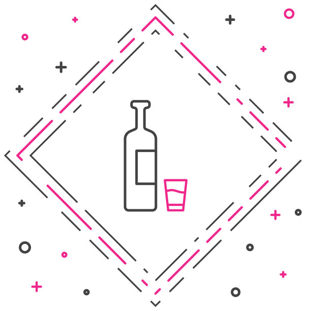 行威士忌酒瓶和玻璃图标隔离图片下载