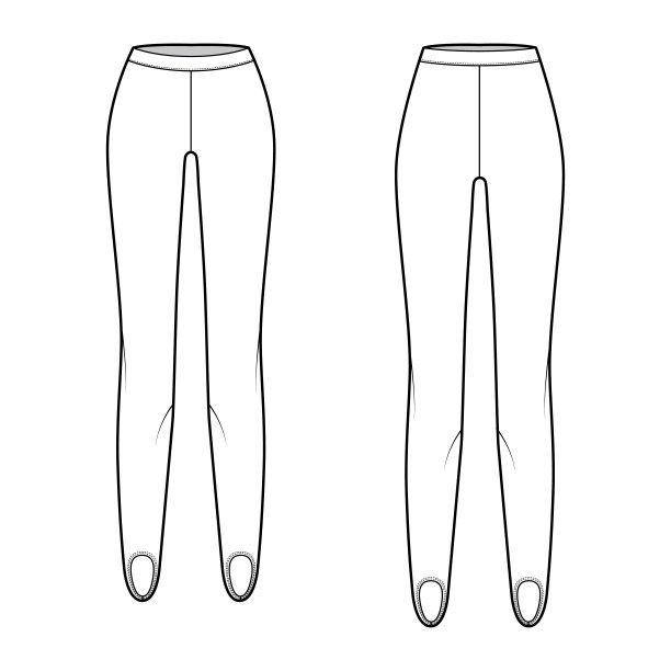 套马镫裤针织技术时尚插画与正常低腰，高上升，全长。平的培训图片下载