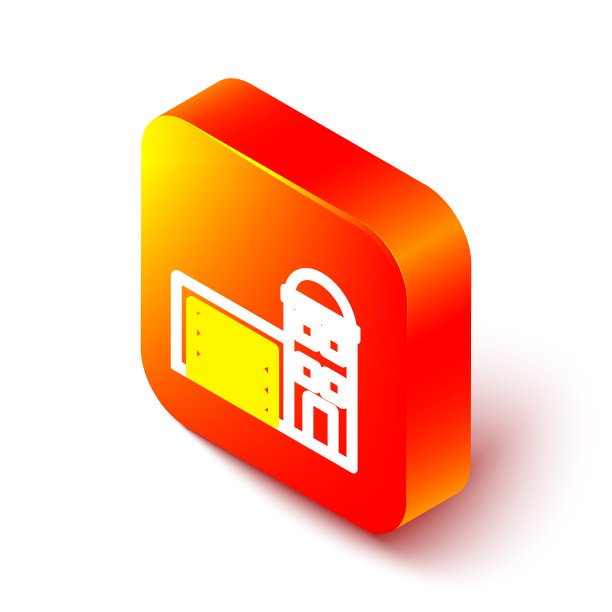 等距线建筑消防站图标图片下载