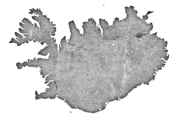 风化混凝土上的冰岛地图，图片下载