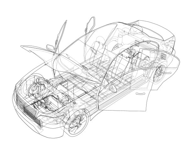 电动汽车与底盘。三维矢量渲染图片下载