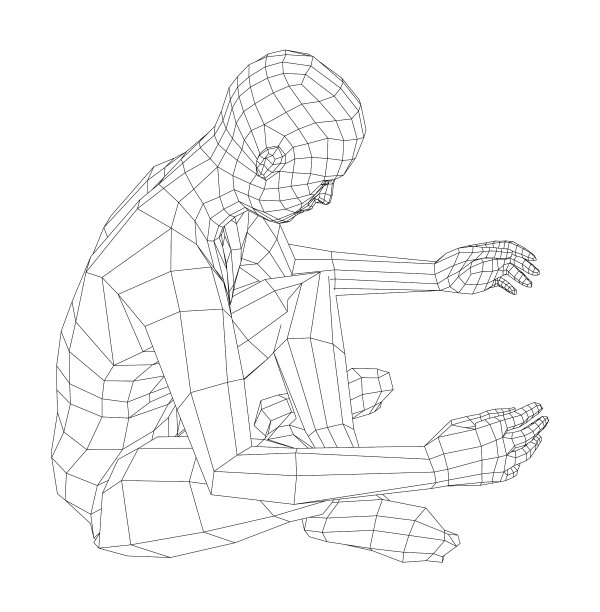 线框人放松在莲花的位置。向量图片下载