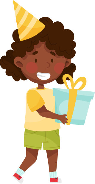 戴生日帽的非裔美国女孩角色图片下载