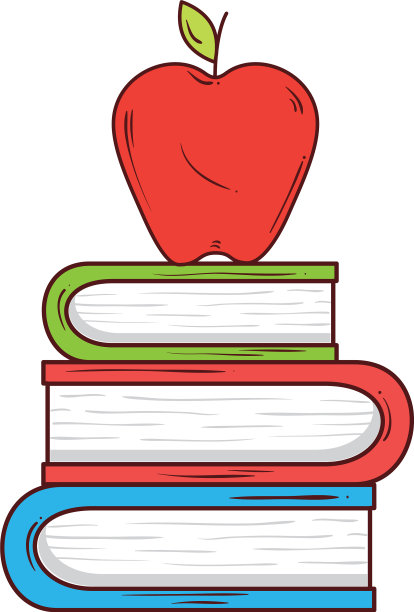 学校标志苹果红堆书图片下载