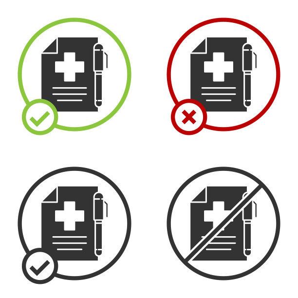黑色医疗处方和钢笔图标隔离图片下载