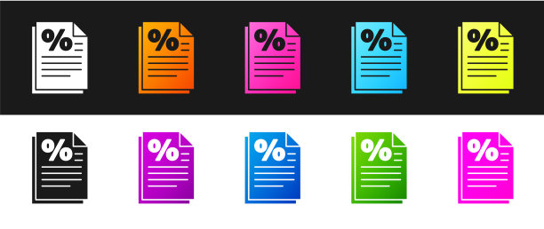 设置财务文档图标隔离在黑色和图片下载