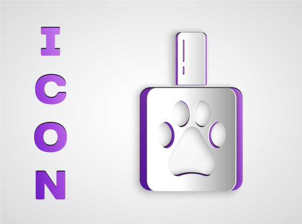 剪纸宠物洗发水图标孤立灰色图片下载