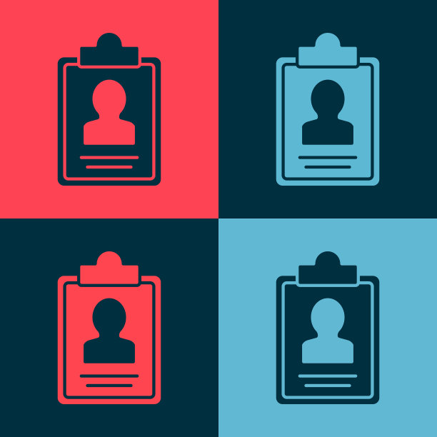 流行艺术剪贴板与简历图标隔离图片下载