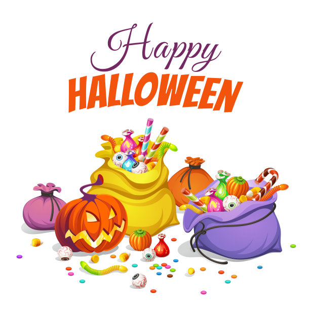 为孩子们准备彩色的万圣节糖果包图片下载