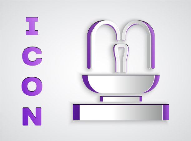 剪纸喷泉图标孤立在灰色图片下载