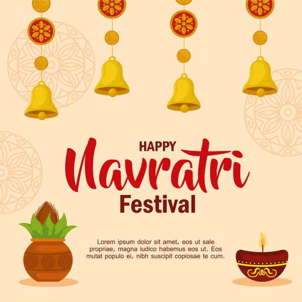 快乐的navratri庆祝海报装饰图片下载