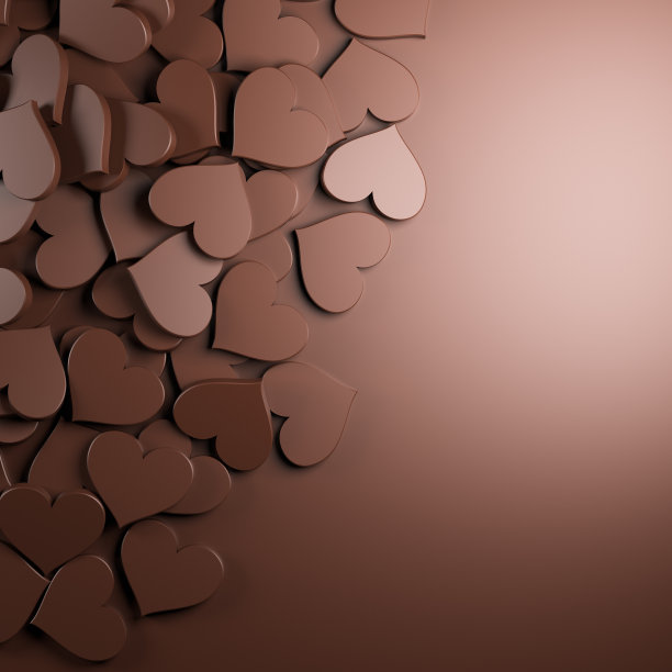 牛奶巧克力心背景与空白复制空间的右侧，概念假日图片下载