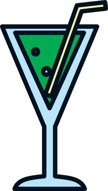 鸡尾酒饮料图标线条和填充风格图片下载