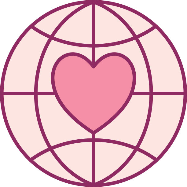 心在全球球线和填充样式图标图片下载