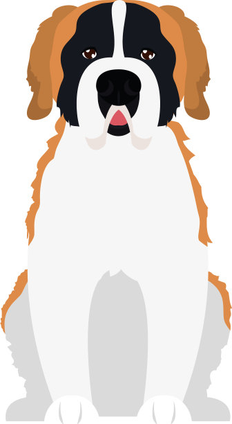 卡通圣伯纳德狗图标扁平化风格图片下载