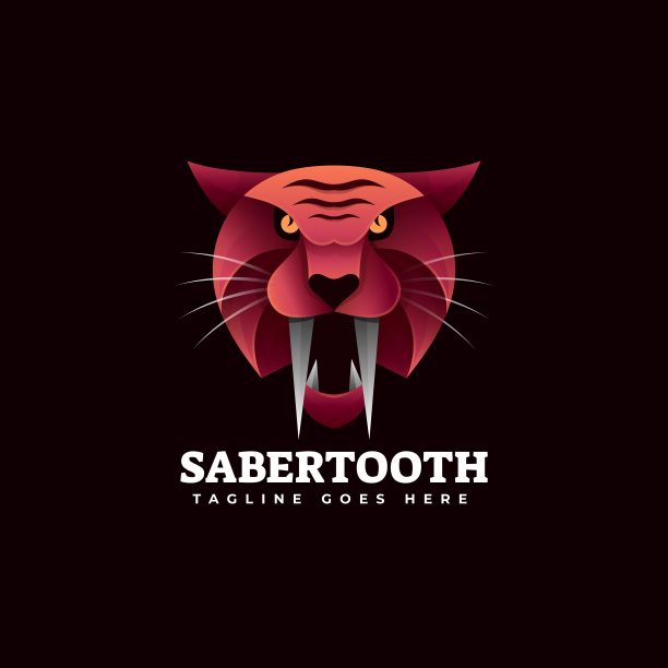 矢量插图老虎梯度彩色风格。图片下载