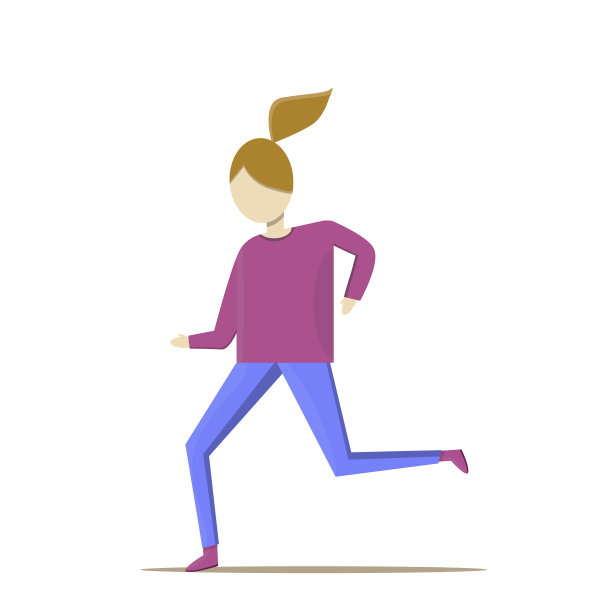 成年女孩跑步运动统一矢量插图运动概念图片下载