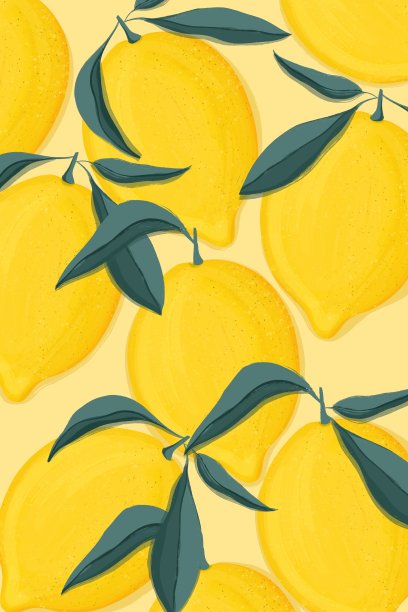 带叶子的成熟的黄色柠檬图片下载