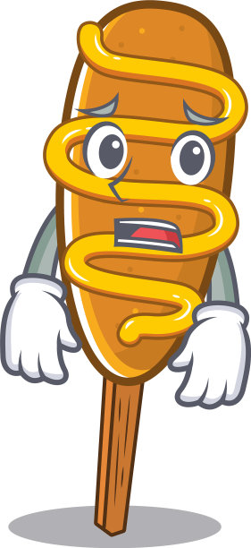 一个表情害怕的玉米热狗图片下载