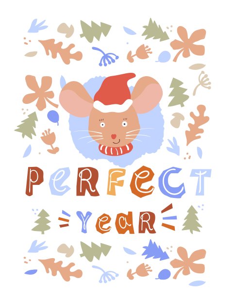 野兔冬季矢量图。冬季元素植物，草菇图片下载